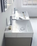 DURAVIT - DuraSquare Dvojumyvadlo 1200x470 mm, bez přepadu, 2 otvory pro baterie, DuraCeram, WonderGliss, bílá 23531200411