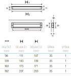 Hettich Nábytková úchytka zápustná Nidum rozteč: 192mm hliník