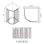 CERANO - Sprchový kout Solero L/P - 6 mm - čtvrtkruh - R550 - chrom, transparentní sklo - 90x90x195 CER-227067