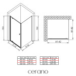 CERANO - Sprchový kout Ferri L/P - 6 mm - černá matná, transparentní sklo - 90x80x195 - pivotový CER-427480