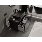 MEXEN/S - Orio koupelnová skříňka pod umyvadlo 100 cm s deskou, 1 šuplík, černá lesk 91A10-10047-1-BFC70
