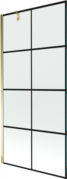 MEXEN/S - Next vanová zástěna FIX 90x150, černý dekor, zlato 895-090-000-00-77-50