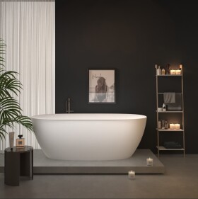 Erga Vienna, volně stojící vana 170x80 cm + odtoková zátka, bílá lesklá, ERG-VIENNA-170080-WH-WH
