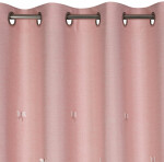 Růžový dětský závěs na kroužcích s výšivkou mašliček Šířka: 140 cm | Délka: 250 cm