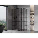 MEXEN/S - Mist T sprchový kout dveře křídlové levá 115 x 85, černá dekor, černá 8A4T-115-085-70-77-L