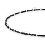 Korálkový choker náhrdelník Amélie - spinel, perla, stříbro 925/1000, Černá 37 cm + 3 cm (prodloužení)