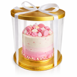 Cake star dortový box zlatý kulatý 26x31cm - bez stuhy
