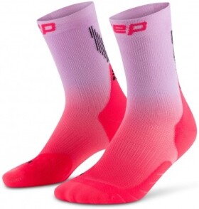 CEP Core Run Edition Gradient vysoké ponožky pánské green lime fade - CEP pánské běžecké kompresní vysoké ponožky GRADIENT- pink/lilac fade Velikost: V (Vel. chodidla 45-48)