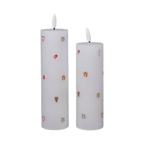 Det Gamle Apotek LED svíčka Christmas Holidays Ø 5 cm – set 2 ks, bílá barva, vosk