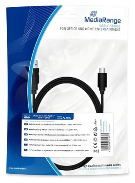 MediaRange datový kabel USB-A - USB-C černá / Kabel / USB 3.2 Gen 1 / 5 Gbit/s / 1,8 m (MRCS182)
