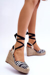Vázané Sandály Na Vysokém Klínu černé A Bílé Lendy 39