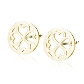 LUNICA Stříbrné puzetové náušnice ZLATÝ ČTYŘLÍSTEK 1038