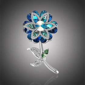 Luxusní brož Swarovski Elements Crocetti - květina, Modrá