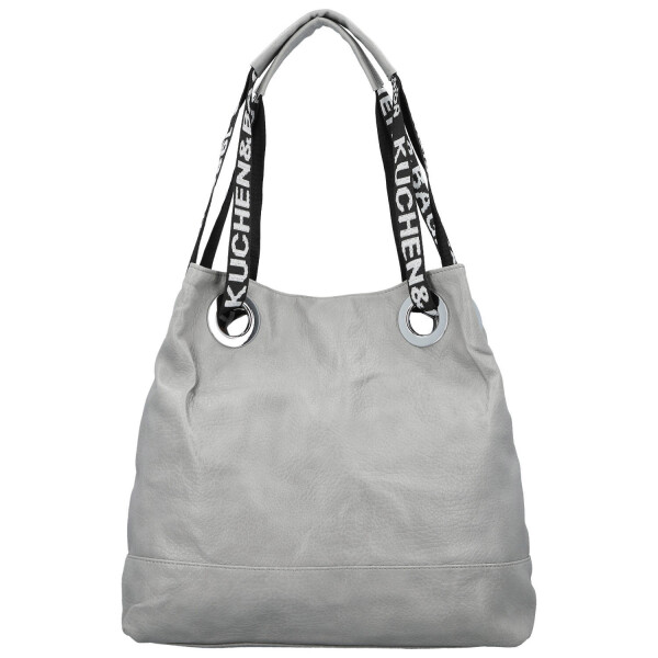 Módní dámská koženková kabelka na rameno Žanet, světle šedá