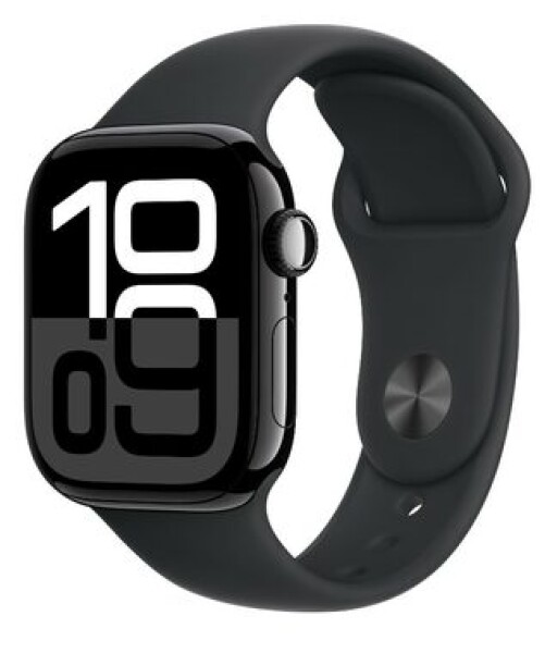 Apple Watch Series 10 GPS 42mm Klavírně černé hliníkové tělo - Černý sportovní řemínek (S/M) / 130–180 mm (MWWE3)