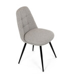 Židle jídelní, krémová látka, 360° otočný mechanismus, černý matný lak, kovové nohy