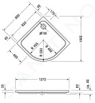 DURAVIT - D-Code Sprchová vanička čtvrtkruhová 900x900 mm, Antislip, alpská bílá 720108000000001