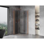 MEXEN/S - Mist-F Duo sprchový kout skládací dveře 95 x 95, transparent, měď kartáčovaná 8A6-095L-095P-65-00