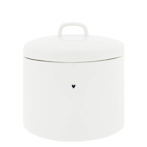 Bastion Collections Keramická dóza White/Brown Hearts A, bílá barva, keramika