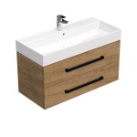 Koupelnová skříňka s černou úchytkou a umyvadlem SAT Cube Way 100x53x46 cm dub Hickory mat CUBE46C1002DHSAT CUBE46C1002DHSAT