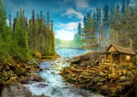 ENJOY Puzzle Srub u peřejí