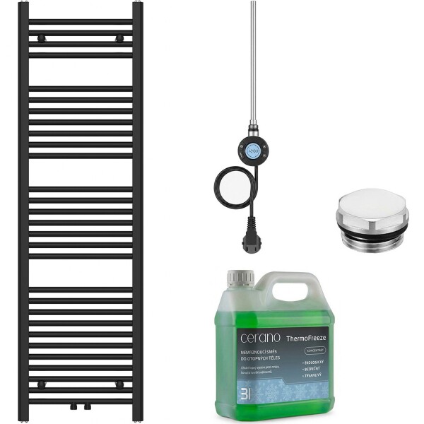 CERANO Koupelnový elektrický radiátorový set Benito - WIFI - 600W - černá matná - 1500x450 mm