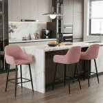 Barová židle, růžová, látka,AUB-V4009 PINK6