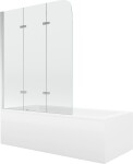 MEXEN/S - Cubik obdélníková vana 150 x 70 cm s panelem + vanová zástěna 120 cm, transparent, chrom 550315070X9012030100