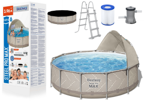 Mamido Zahradní bazén s rámem a přístřeškem 396 x 107 cm Bestway 561FY