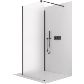 CERANO Sprchová zástěna Walk-in Onyx Corner Round L/P - 8 mm - kulatá vzpěra - černá matná, mléčné sklo - 90x90x200 cm