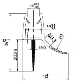 H K - Spodní těsnicí lišty na dveře (okapnička) pro sérii Style na sklo 6mm , délka 1000mm 309D2B
