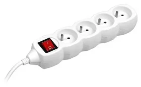 Tracer prodlužovací kabel se 4 zásuvkami bílá / Prodlužovací kabel / vypínač / 3 m (TRALIS44616)