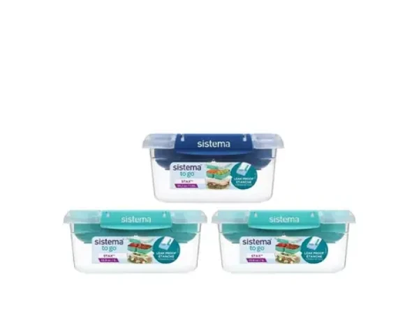 Sistema To Go STAX Sada 3 ks Dělený vodotěsný box na jídlo 1 l zelená-modrá (9414202135933)