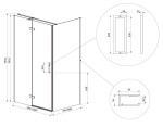 CERSANIT - Sprchový kout JOTA s panty, černý, 100x80x195, levý, čiré sklo S160-034