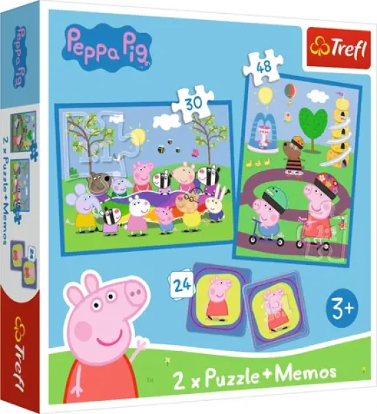 Trefl - Puzzle - Sada 3v1 Šťastné chvíle s prasátkm Pepinou (2x puzzle + pexeso)