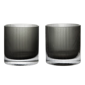 Ferm Living Sklenice Ripple Tumbler Smoked Grey – set 2 ks, šedá barva, sklo, 250 ml