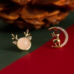 Vánoční stříbrné náušnice Rudolph - stříbro 925/1000, Opál