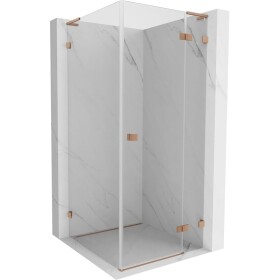 MEXEN/S - Lunar L sprchový kout dveře křídlové pravá 70 x 70, transparent, měď kartáčovaná 834L-070-070-65-00-P