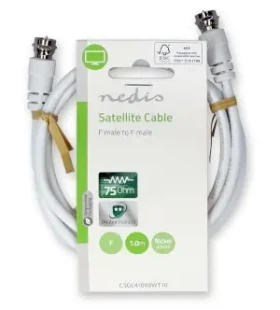 Nedis satelitní anténní kabel F(M)-F(M) bílá / Kabel / 75 Ohm / 50 dB / dvojité stínění / 1 m (CSGL41000WT10)