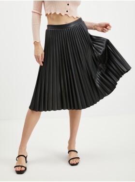 Orsay Černá dámská koženková plisovaná sukně Dámské