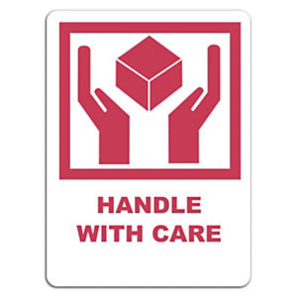 Výstražné etikety 74x105mm, HANDLE WITH CARE
