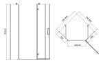 CERSANIT - Pětiúhelný sprchový kout JOTA 80X80X195, PRAVÝ, průhledné sklo S160-009