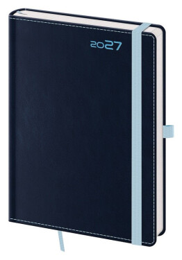 Diář 2027 denní A5 Double Blue s poutkem na propisku