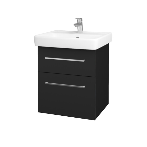 Dřevojas - Umyvadlová skříňka Q MAX SZZ2 55 - L03 Antracit vysoký lesk / Úchytka T04 / L03 Antracit vysoký lesk 60360E