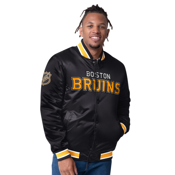 Starter Pánská Oboustranná Bunda Boston Bruins The CLOSER Reversible Varsity Satin Jacket Velikost: