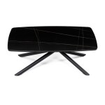 Stůl konferenční, deska slinutá keramika 120x70cm, černý mramor, nohy černý kov