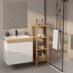 Regál, 4 police, masiv bambus, přírodní odstín, nosnost 12 kg