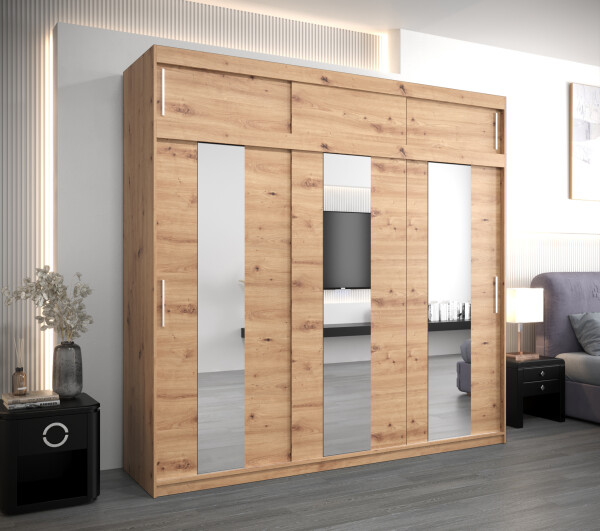 Šatní skříň Abi Po s nástavcem Barva korpusu: Dub artisan, Rozměry: 250 cm, Dveře: Dub artisan