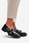 Lakovane Dámské Mokasíny S Mašlí Černé S.Barski HY42-331A 37