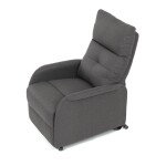 Křeslo polohovací, eletrické, šedá látka.